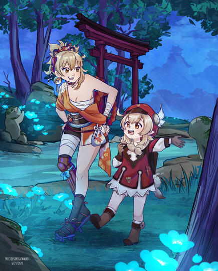 Yoimiya &amp; Klee Illustration